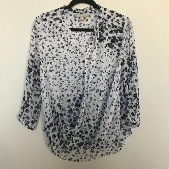 Banana Republic Cheetah Print Cross Front Blouse - Picture 1 of 3